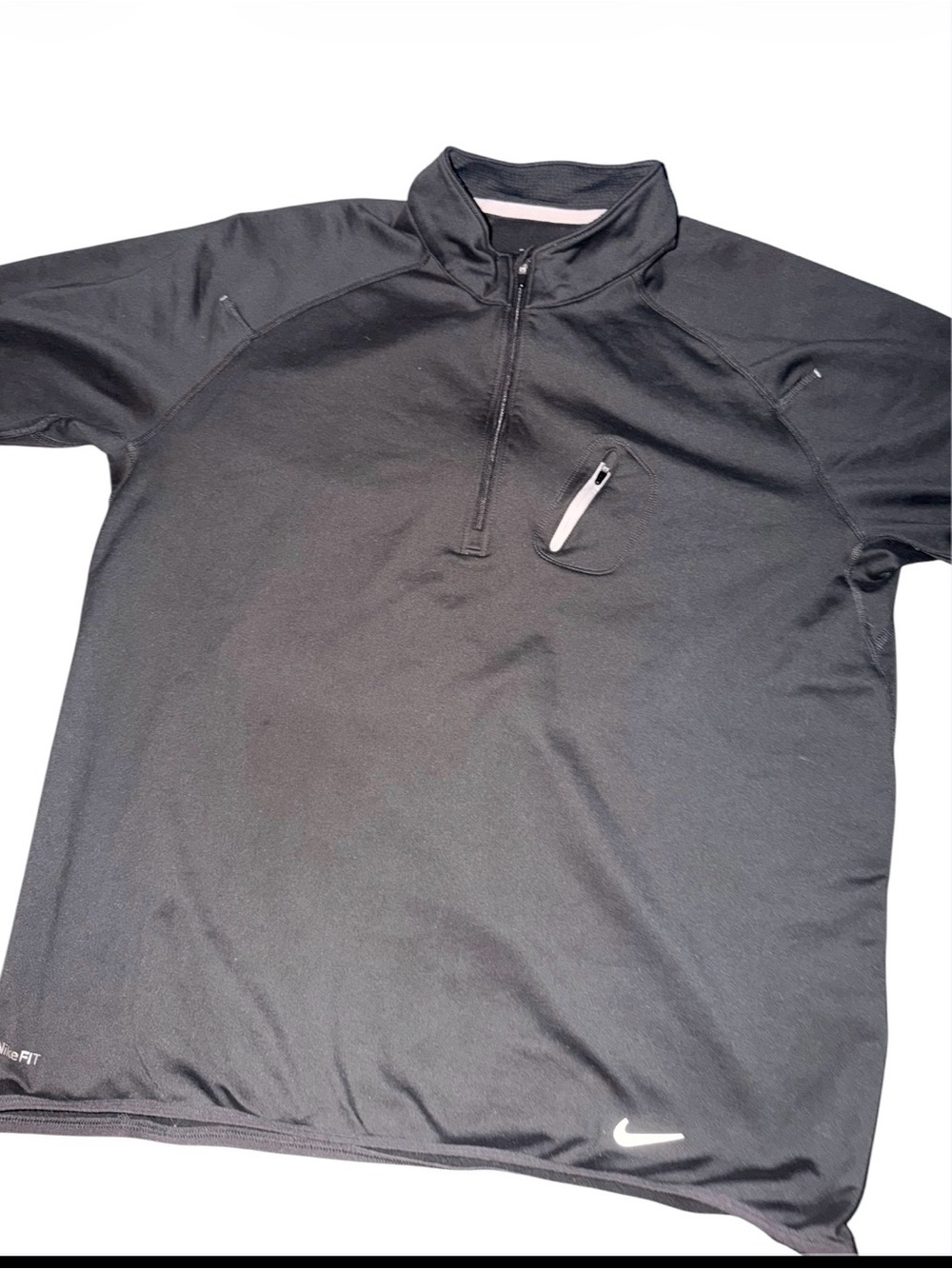 Nike Black Half-Zip Athletic Top with White Swoosh